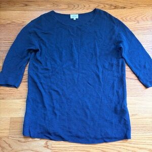 Wilfred navy blue linen blend ribbed knit sweater size small